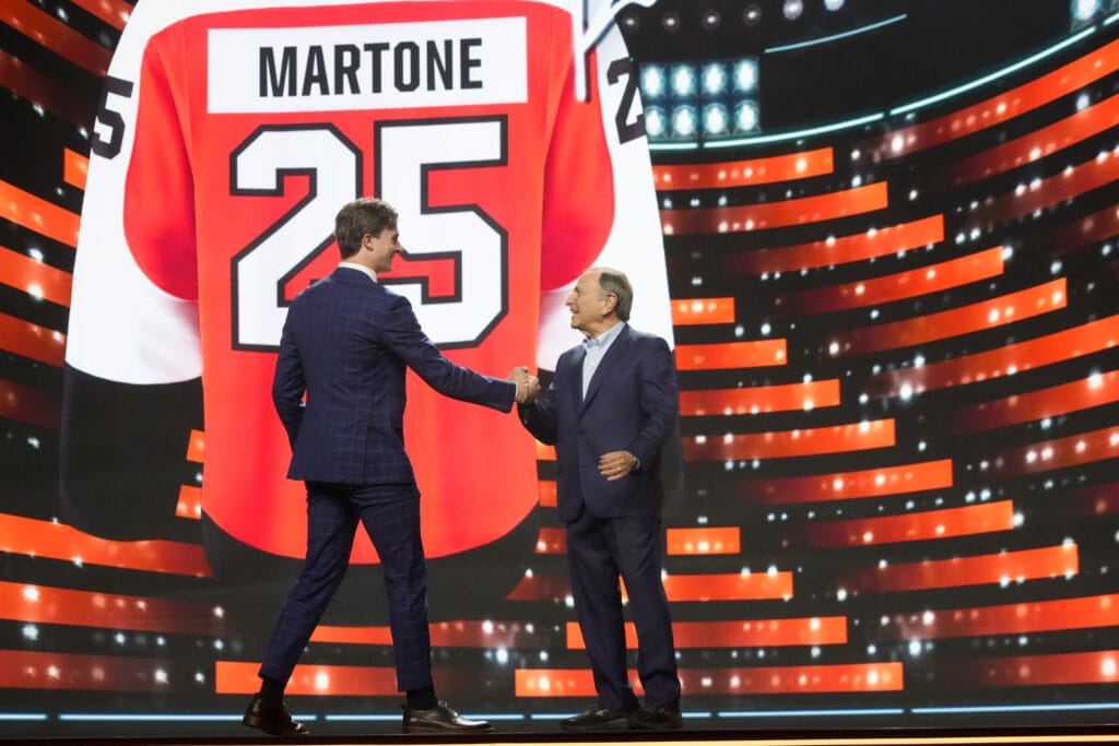 Flyers beef up in Round 1, add serious size to their prospect pool in Porter Martone & Jack Nesbitt — but center question remains